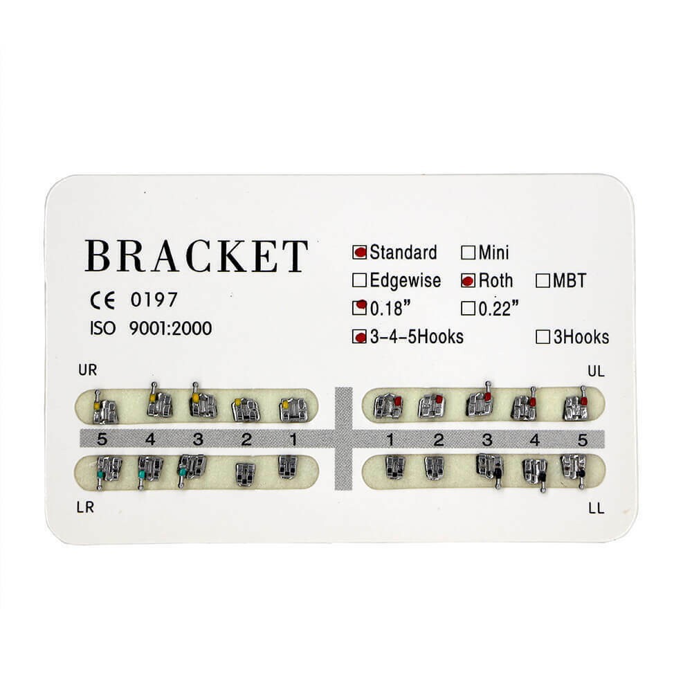 Dental Orthodontic Mental Bracket Brace Standard Roth 018 345hooks 20pcs/set