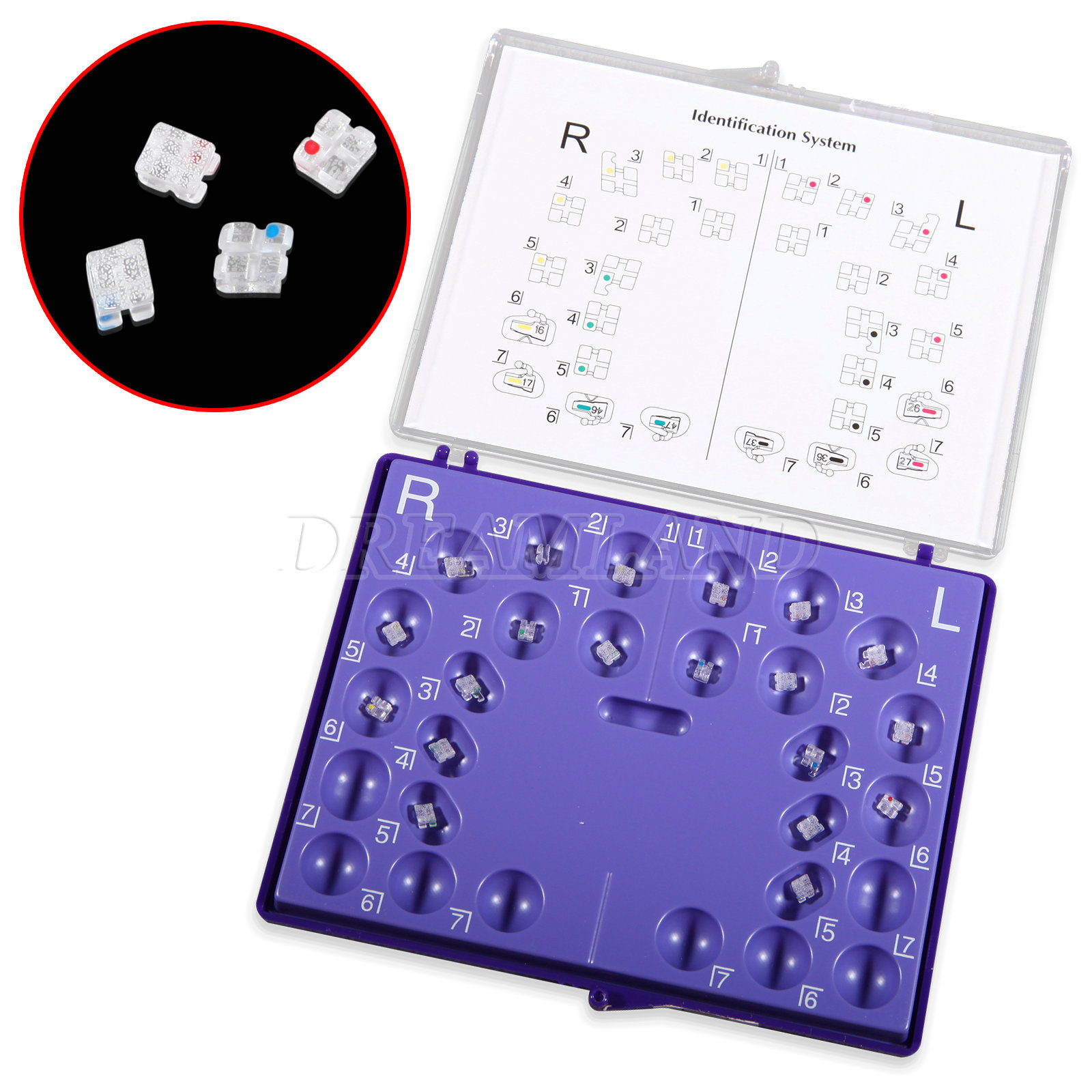 20pcs Dental Bracket Monocrystalline Sapphire Roth 02 3 w/ hooks & Buccal Tube