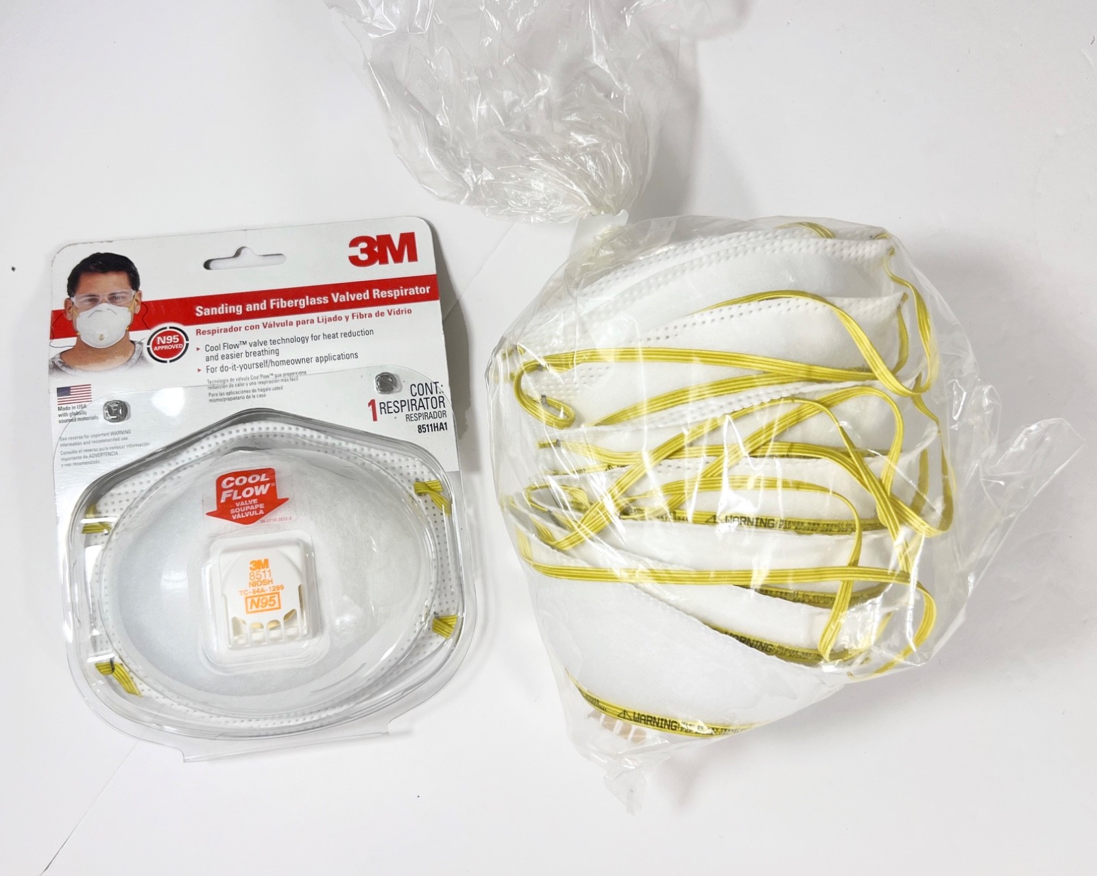 8511 N95 Disposable Respirator with Cool Flow Valve (9), NEW