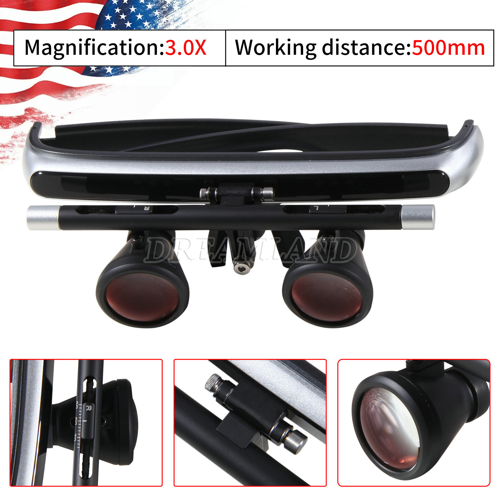 Surgical Dental Loupes Glasses Binocular Magnifier 3.0X 500mm FDA CE