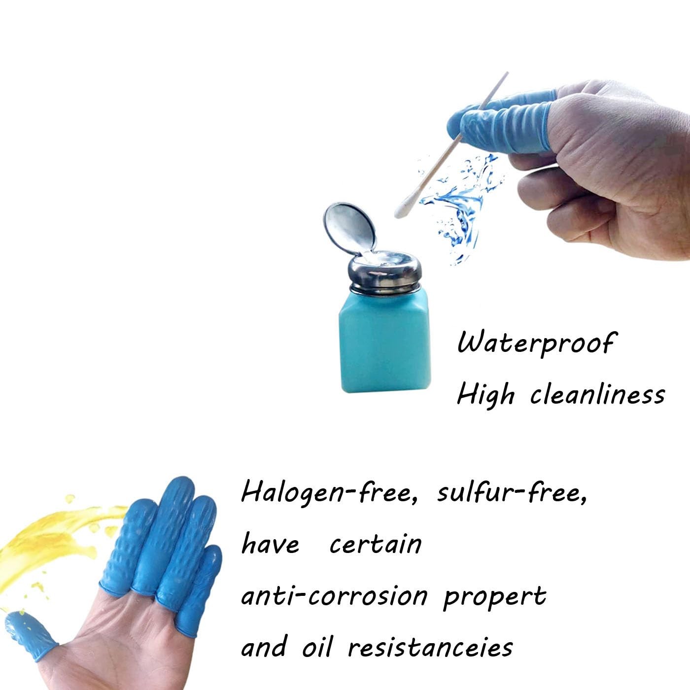 CONOVOZON Medium Disposable Nitrile Finger Cots, Anti-Static Blue