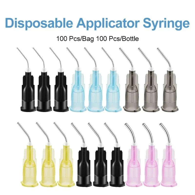Dental Pre Bent Needle Tips Irrigation Composite Resin Acid Syring For Flow Etc