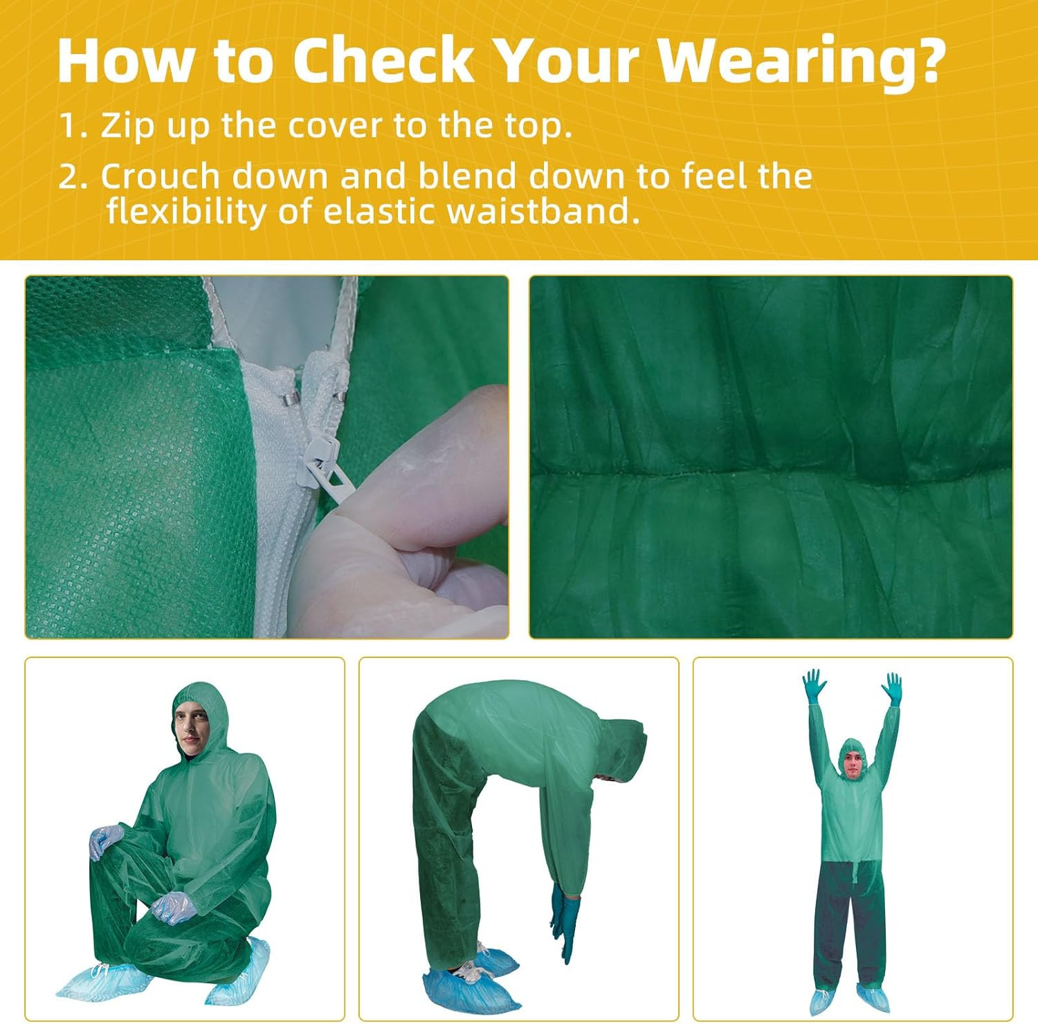 Colorful Disposable Coverall, PP Hazmat Suits with Hood and Elastic Cuffs for Sp