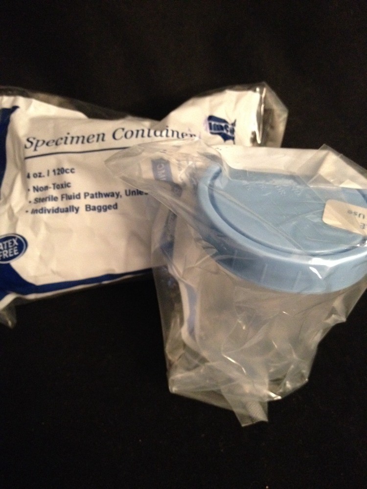 NEW CASE OF 100 IMCO Sterile Specimen Container 4 Oz 340-IMC Individually Bagged