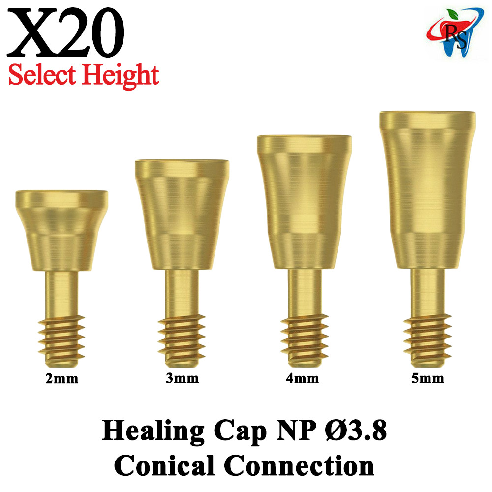 20pcs Dental Healing Cap NP Ø3.8 Conical Connection 2.25mm Titanium Prosthetic