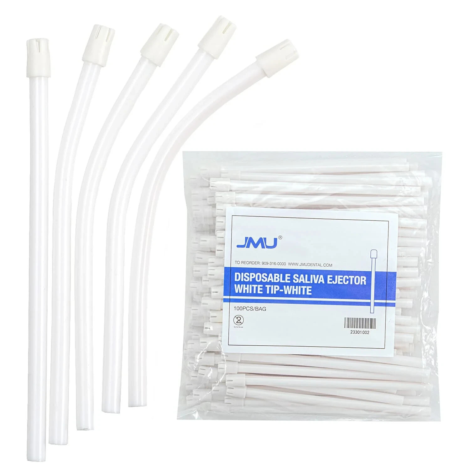 JMU Dental Disposable Saliva Ejector Evacuation Suction White Tips