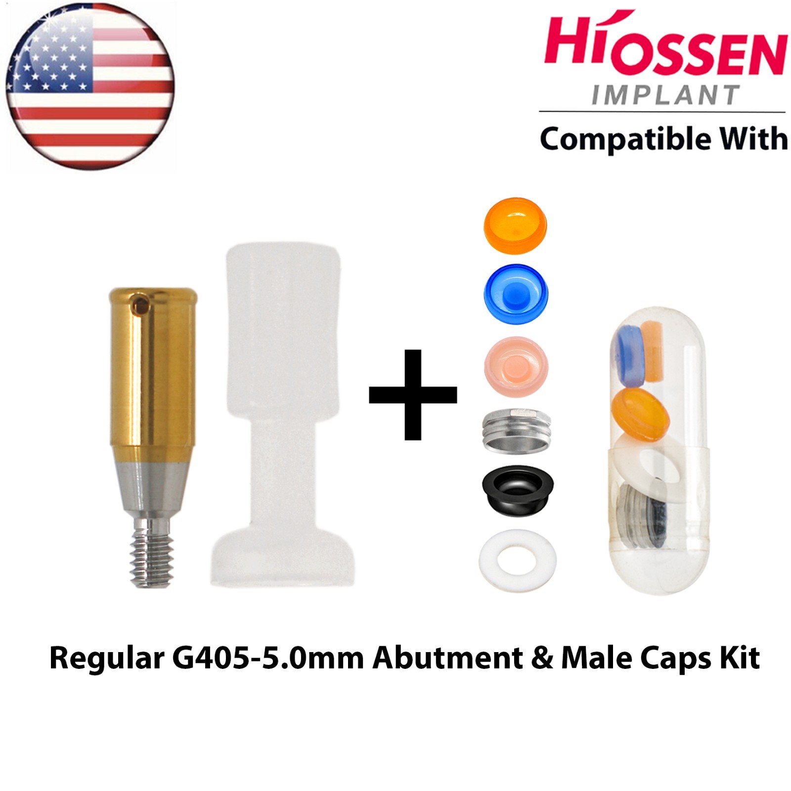 US Fits Hiossen Osstem Overdenture Locator Abutment Regular Mini & Male Caps Kit