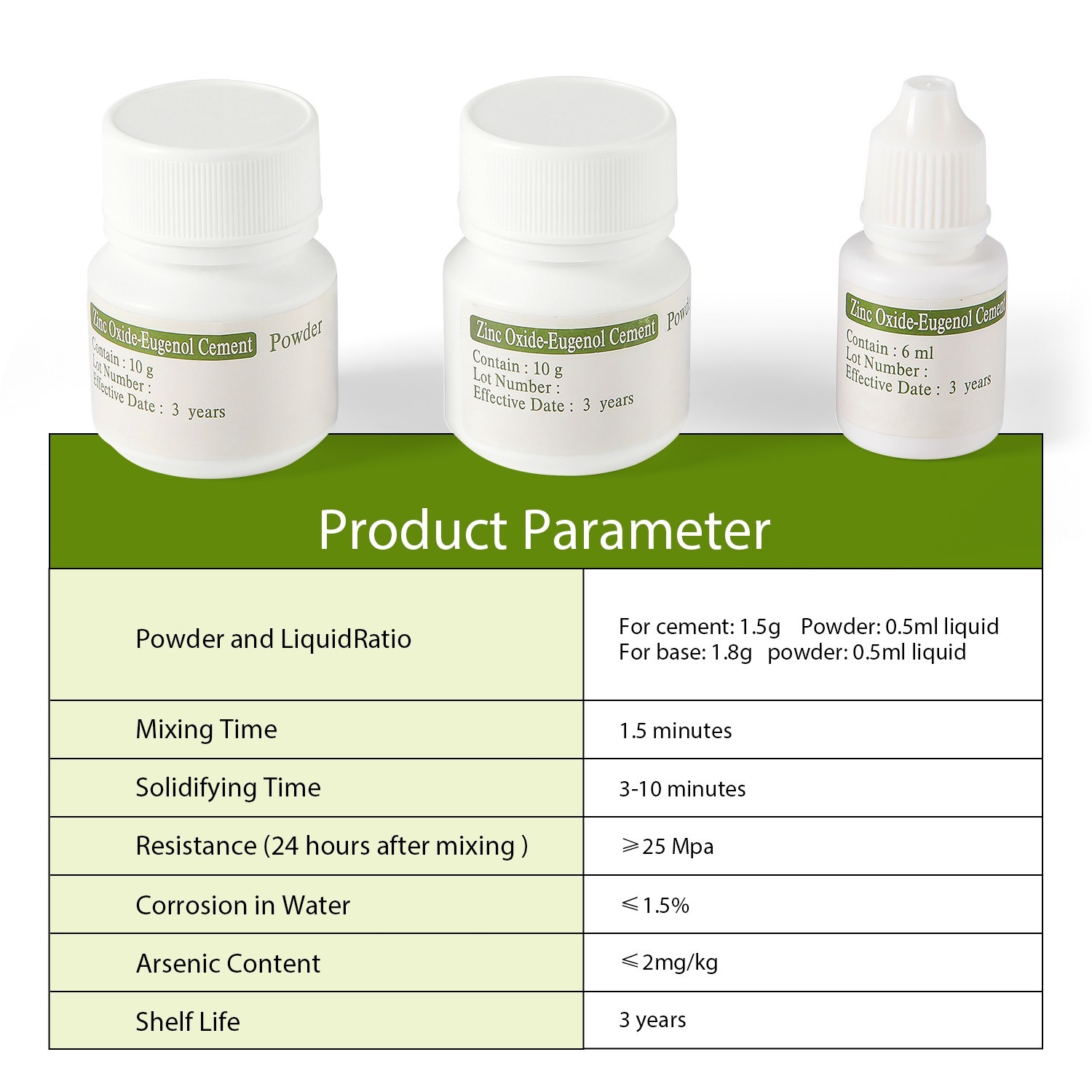 Dental Zinc Oxide Eugenol Cement Kit Self-Curing for Temporary Crowns & Bridges