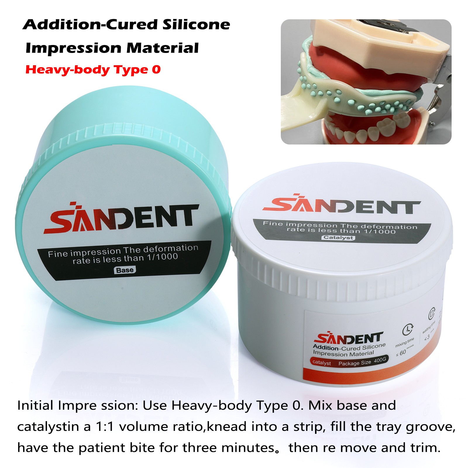 Dental Putty Normal Set Impression Material 400g Base+400g Catalyst