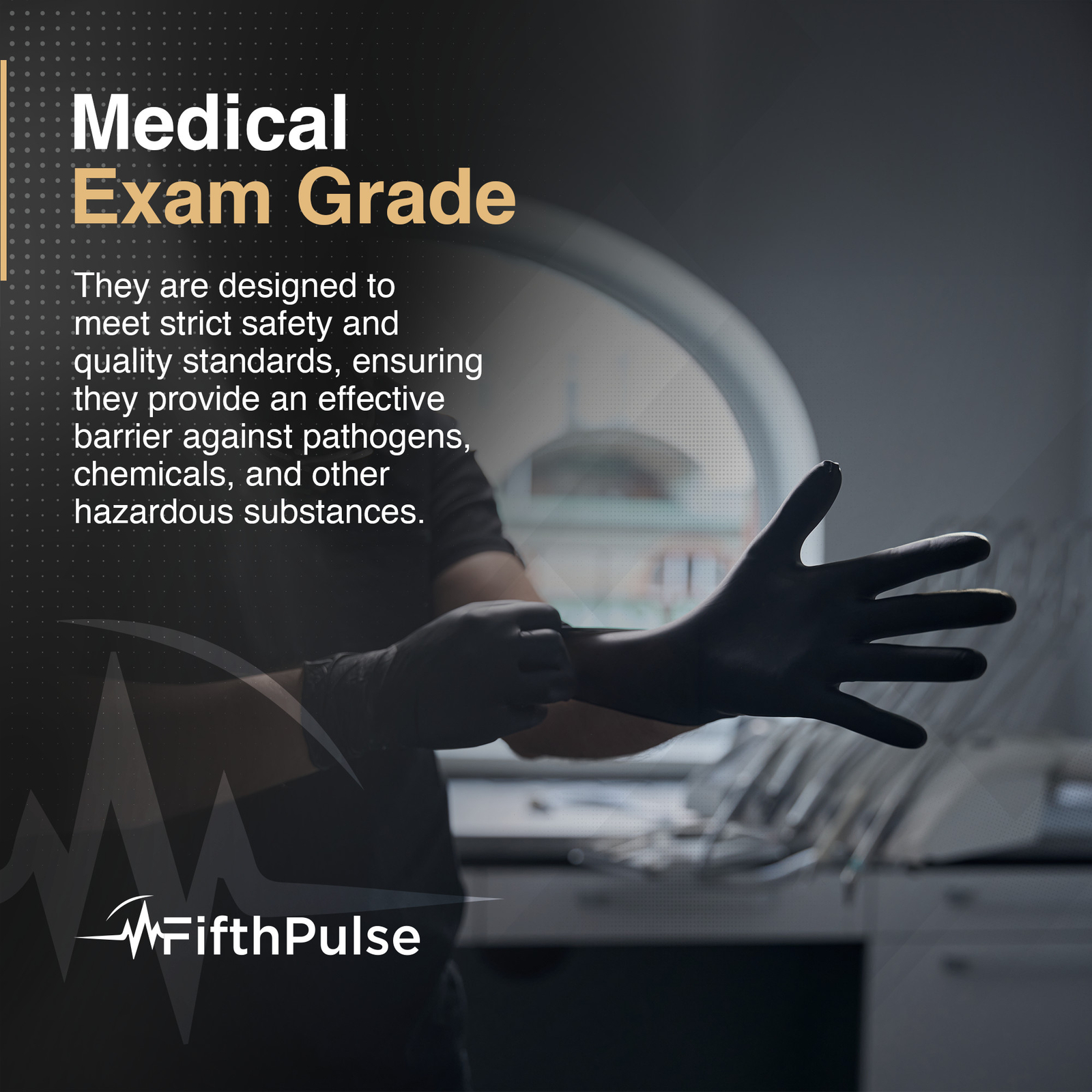 FifthPulse Chemo-Tested Fentanyl Resistant Nitrile Exam Gloves Black 200 Ct XL
