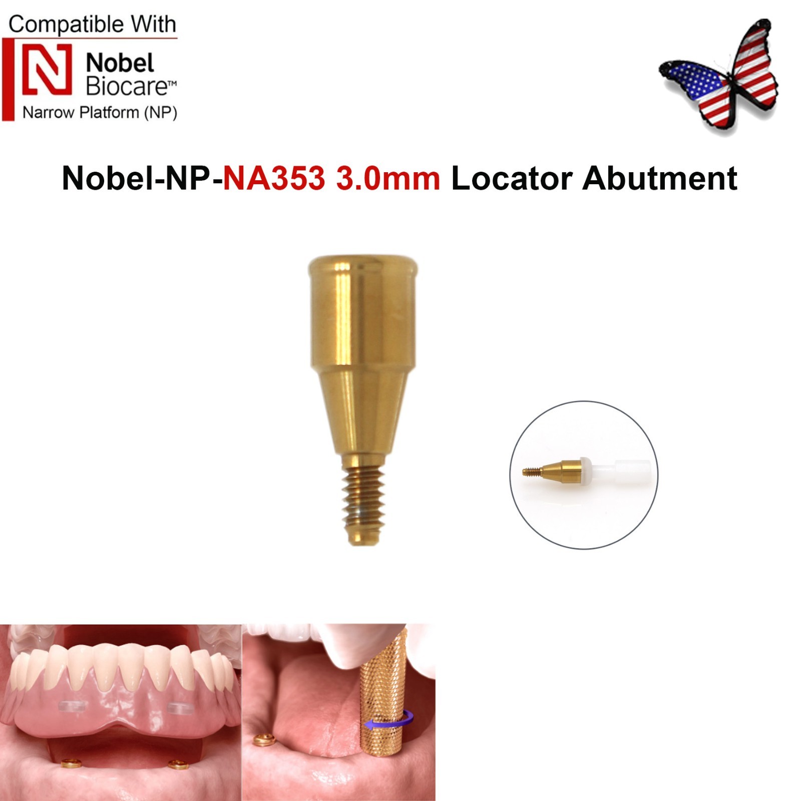 US Fit Nobel Active Locator Attachment Tapered Abutment NP/RP Conical Connection