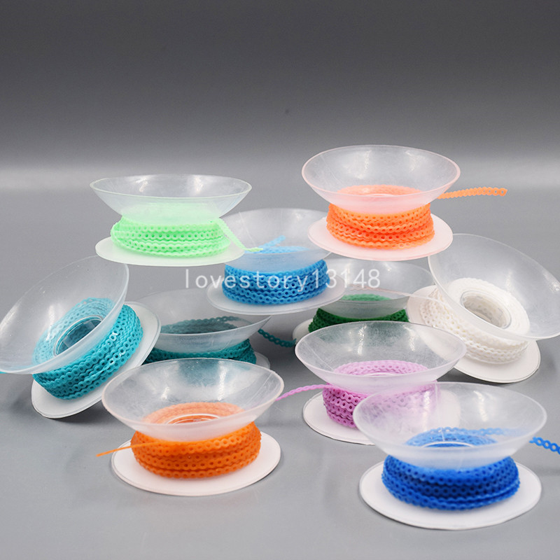 10 Rolls Continuous Dental Colorful Orthodontic Elastic Power Chain 15 Feet