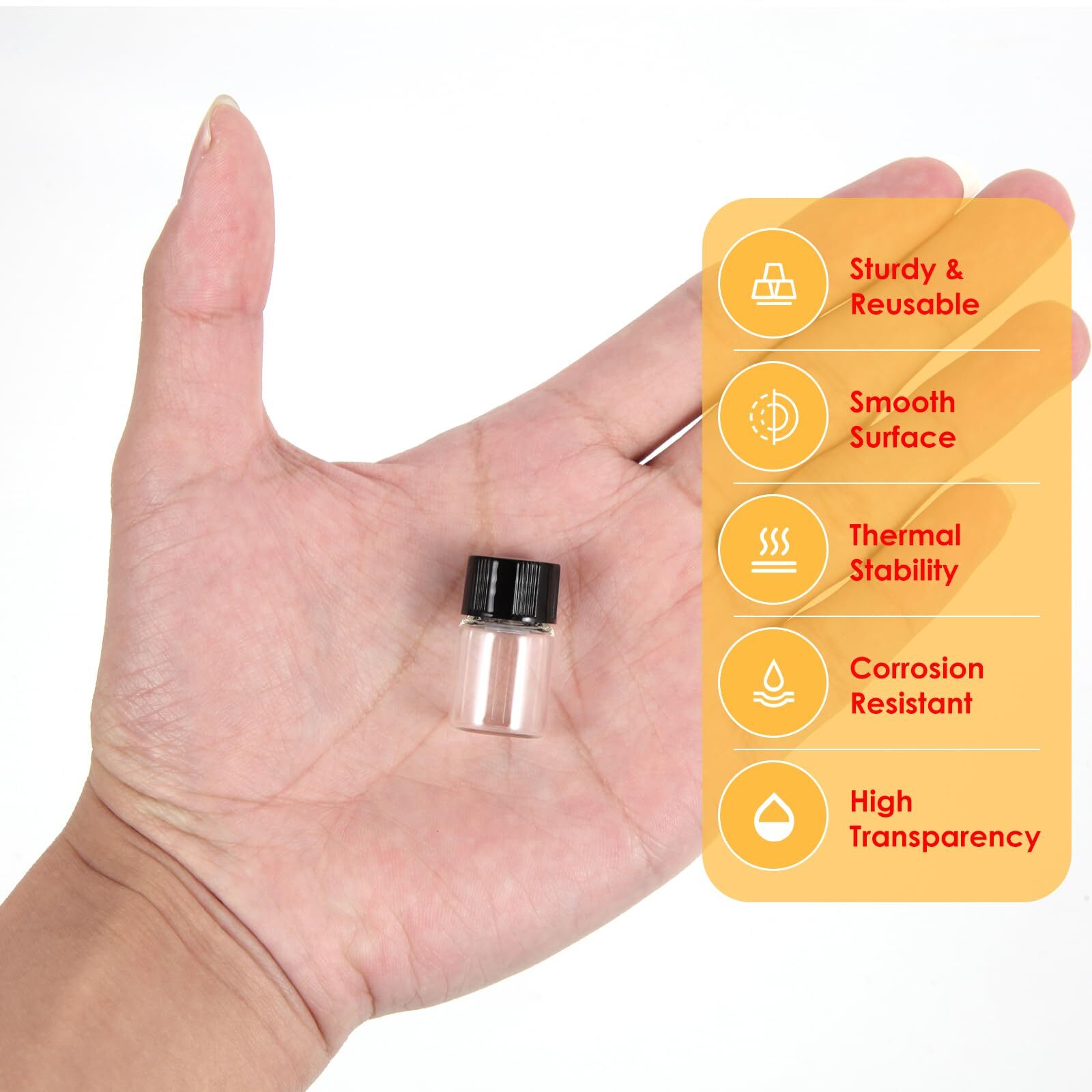12 Pcs 2ml 16x25mm Tiny Mini Clear Bottles Glass Vials w/ Caps for Small Objects