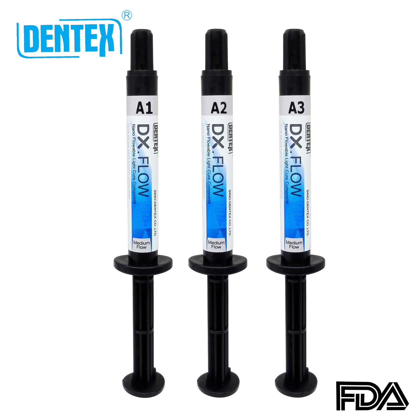 DX.FLOW Dental Flowable Light Cure Composite Resin Low/Medium/High Flow A1 A2 A3