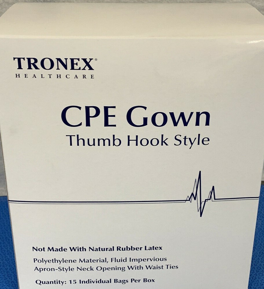 TRONEX CPE GOWN THUMB HOOK STYLE X-LARGE BLUE #6033C35 BOX/15 each new