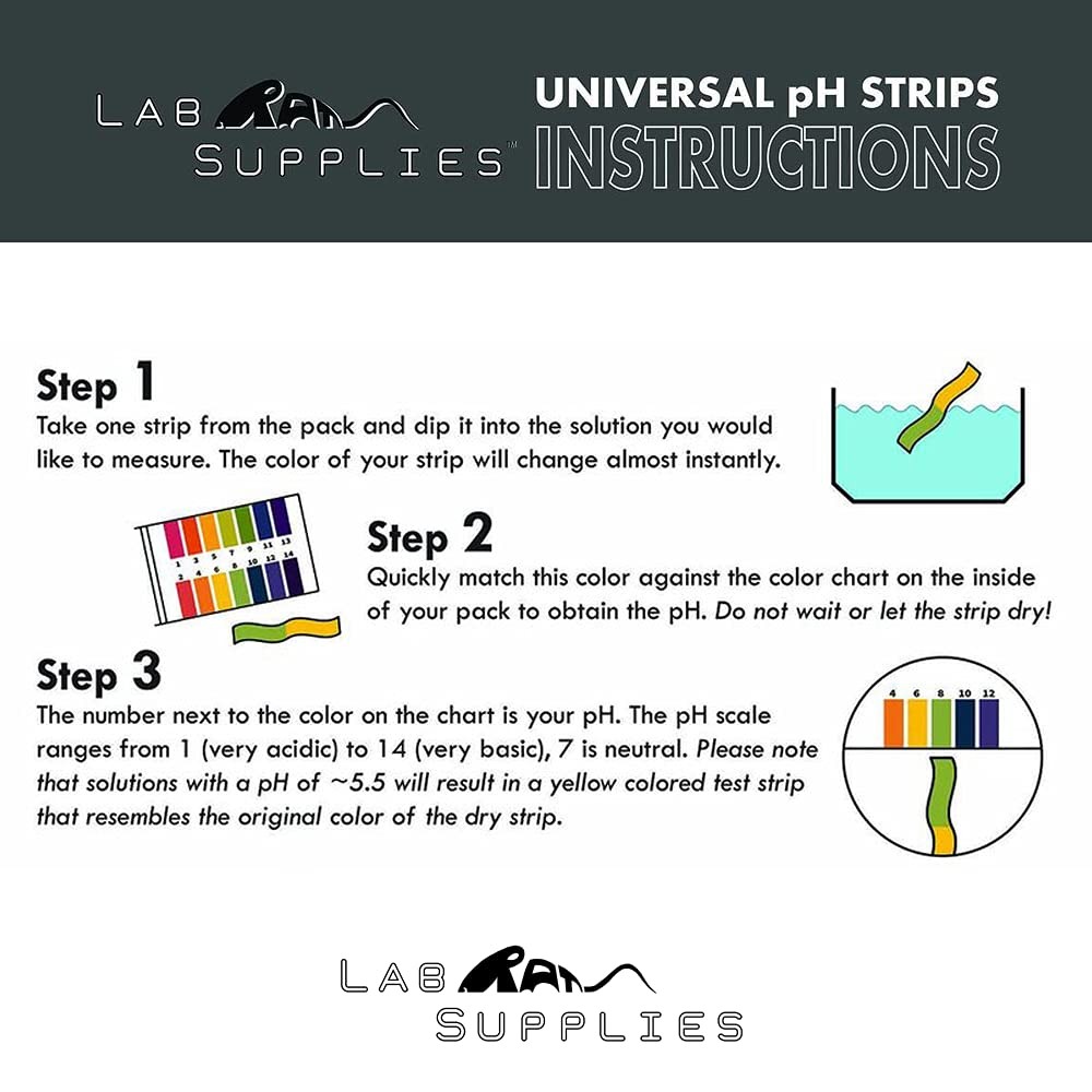 Plastic pH Test Strips, Universal Application (pH 100 Count (Pack of 1)
