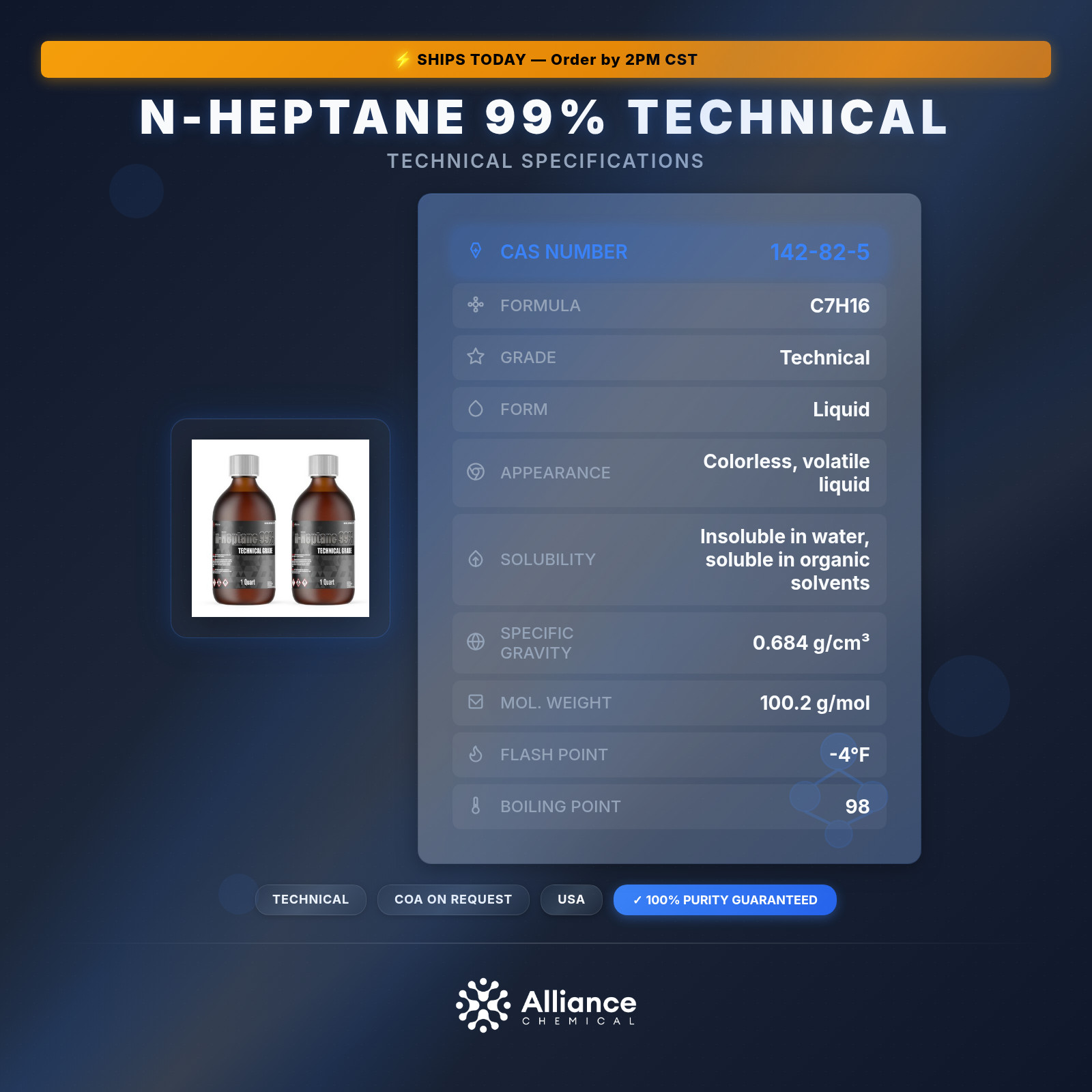 n-Heptane 99% Technical – 2 Quarts