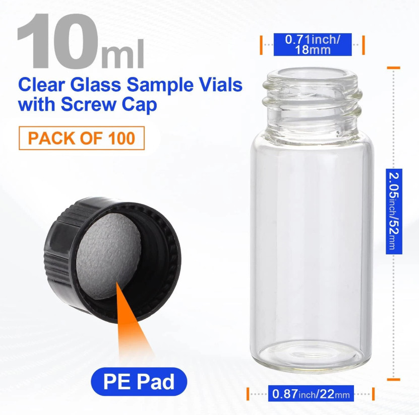 10ml Clear Glass Vials 100pcs Sample Vials with Screw Caps Small Liquid Bottles