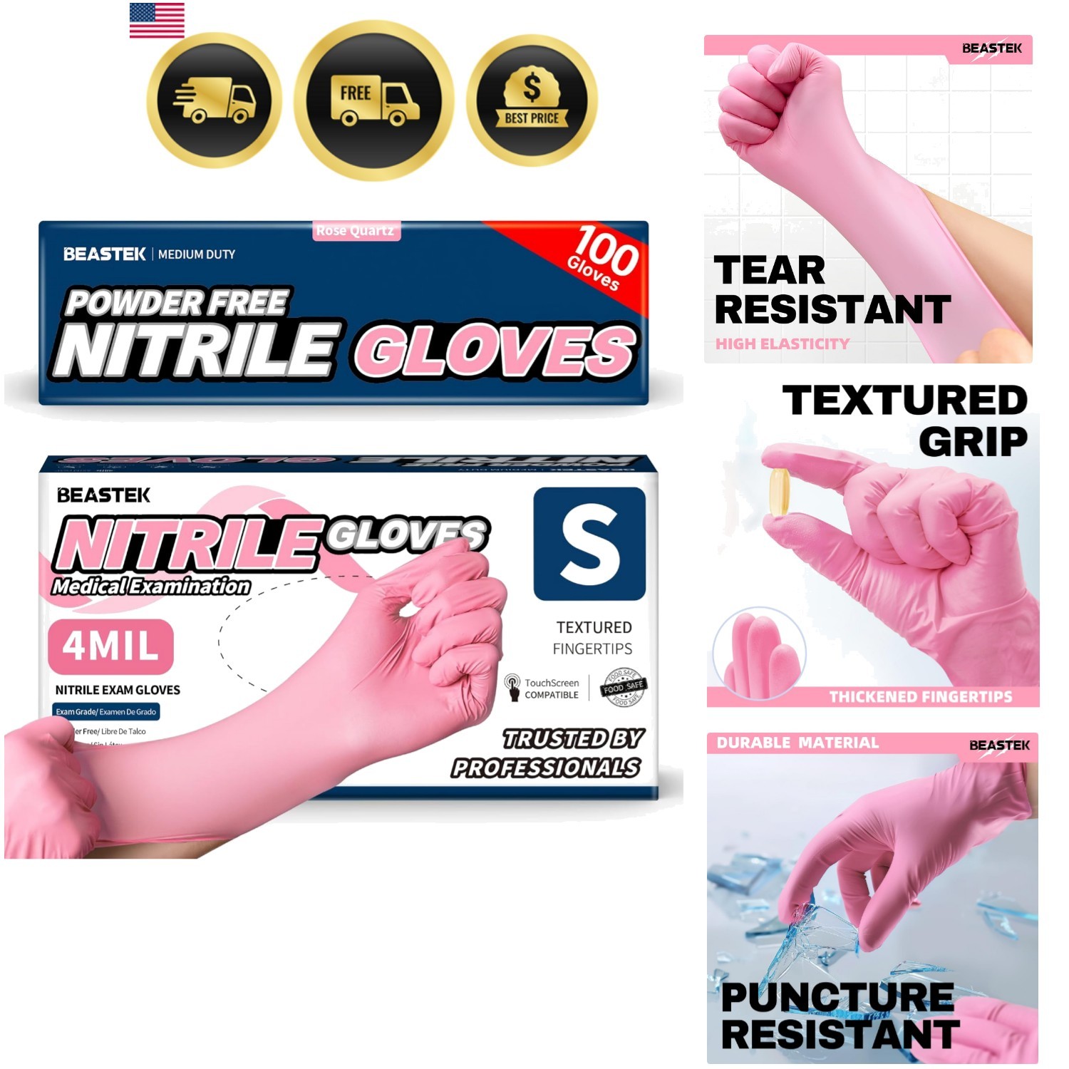 Nitrile Disposable Exam Gloves, 4Mil 100 Ct Powder-Free Latex-Free Food-Safe …
