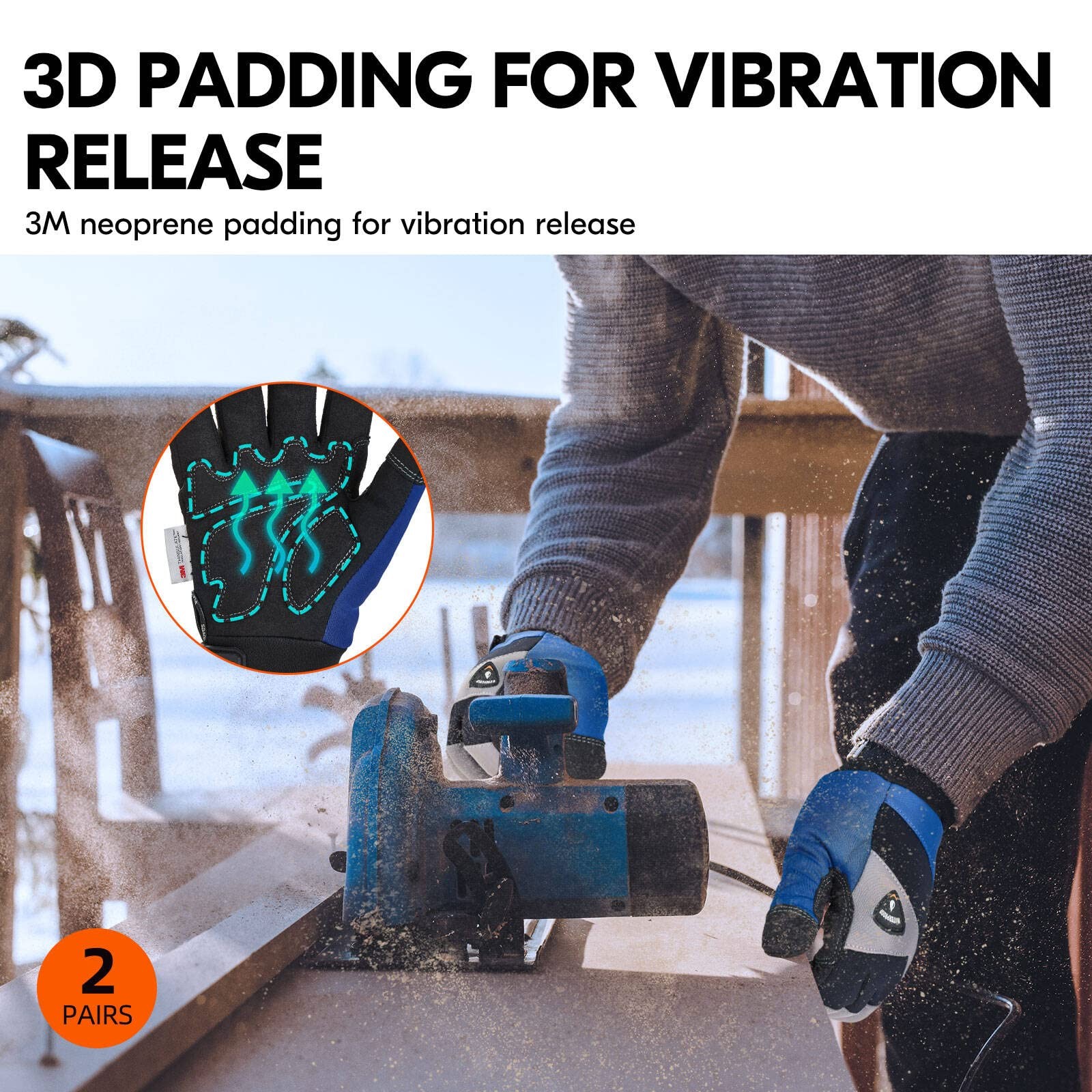 Vgo… 2 Pairs -20/-4F Coldproofwinter Work Gloves Oil Resistant Water