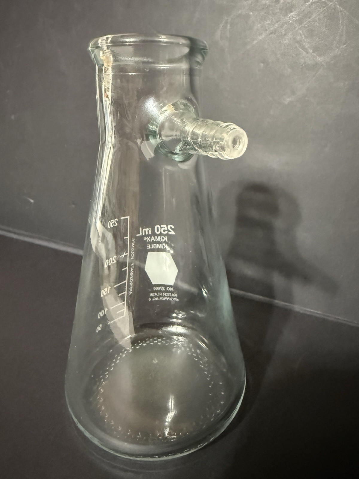 Kimble Kimax Glass 250mL Graduated Filtering Flask w/ Tubulation 27060-250
