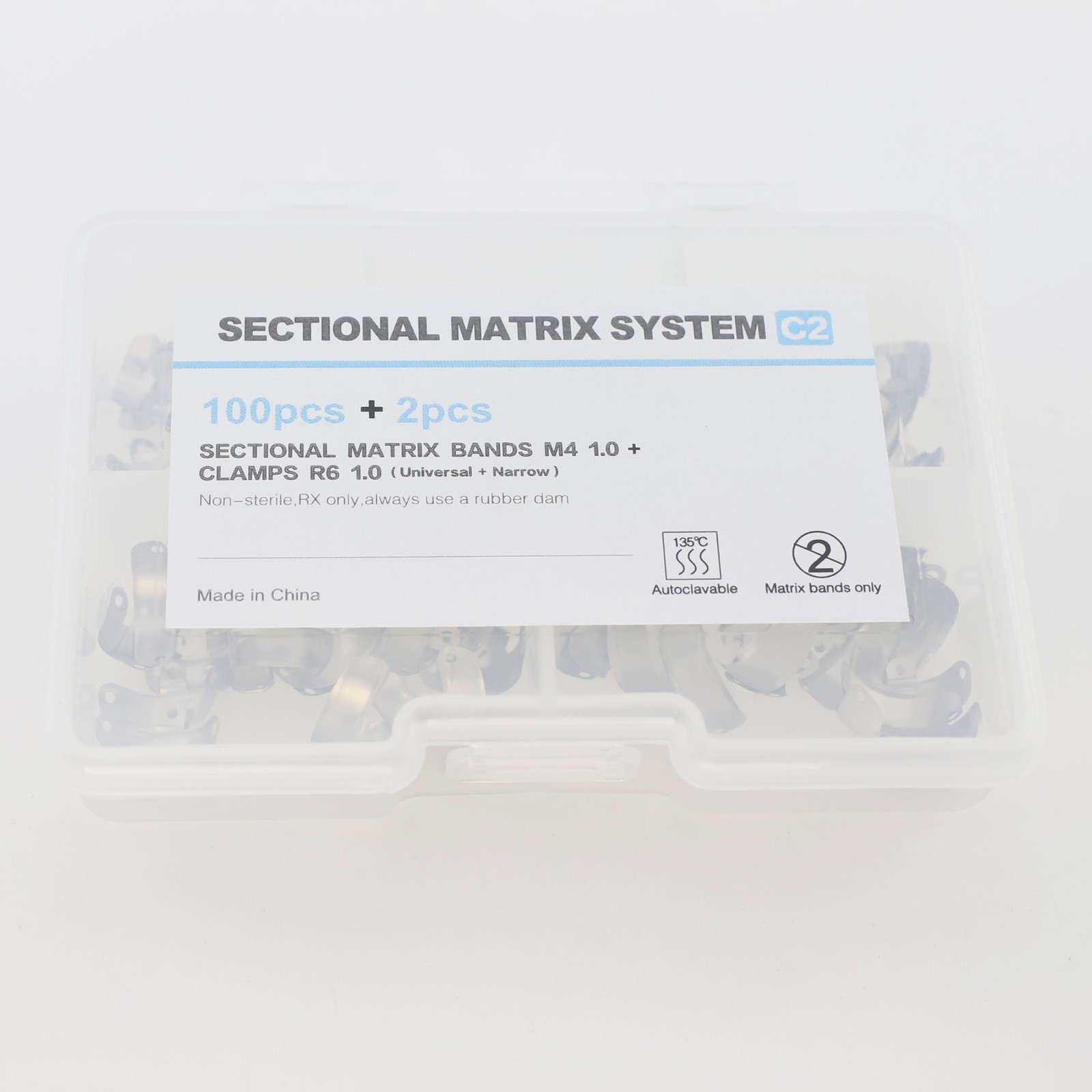 Dental Sectional Matrix System C2 100 Pc Bands M4 1.0 2 Pc Ring Universal Narrow