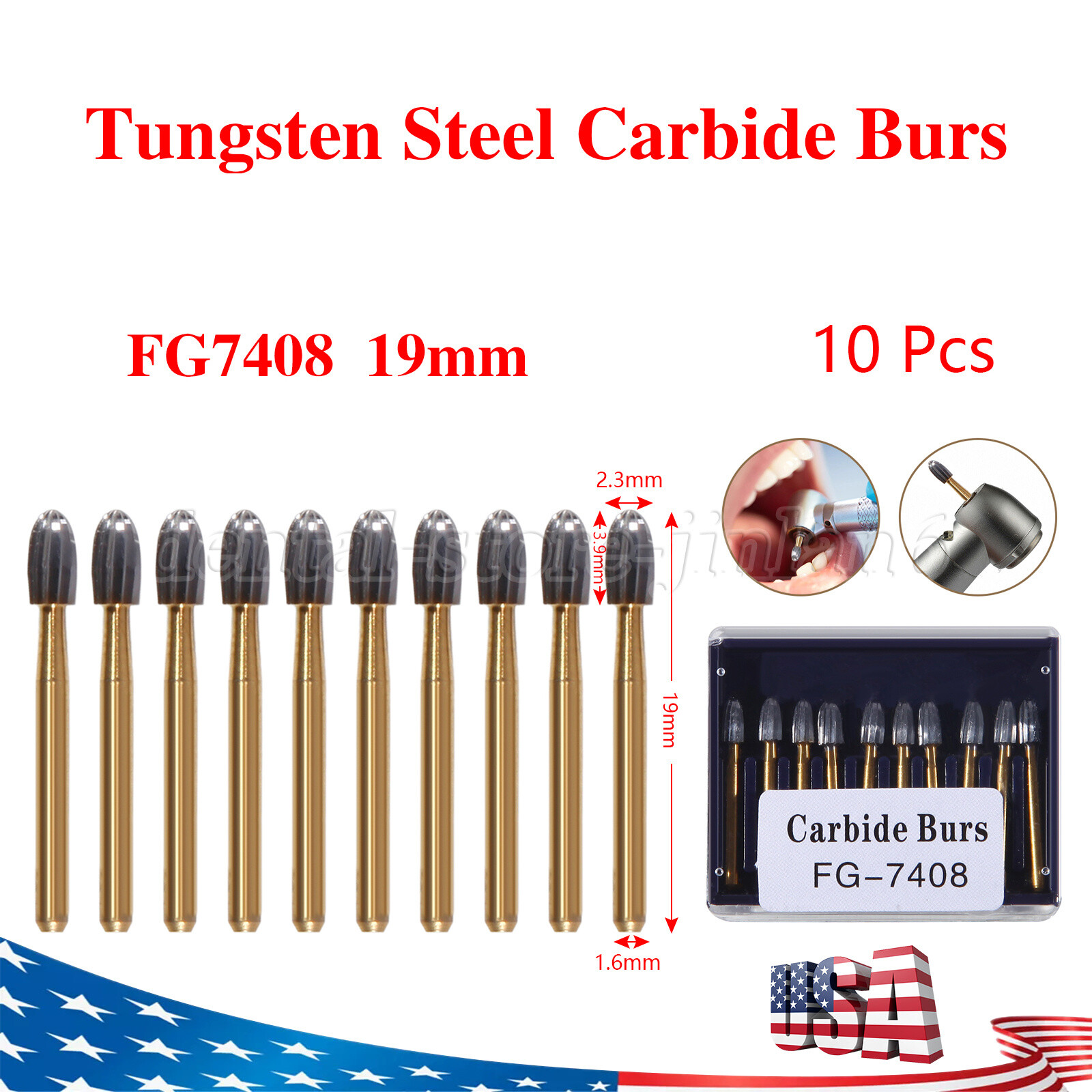 10-100pcs Dental Tungsten Carbide Bur Trimming & Finishing Egg Football Bur FG
