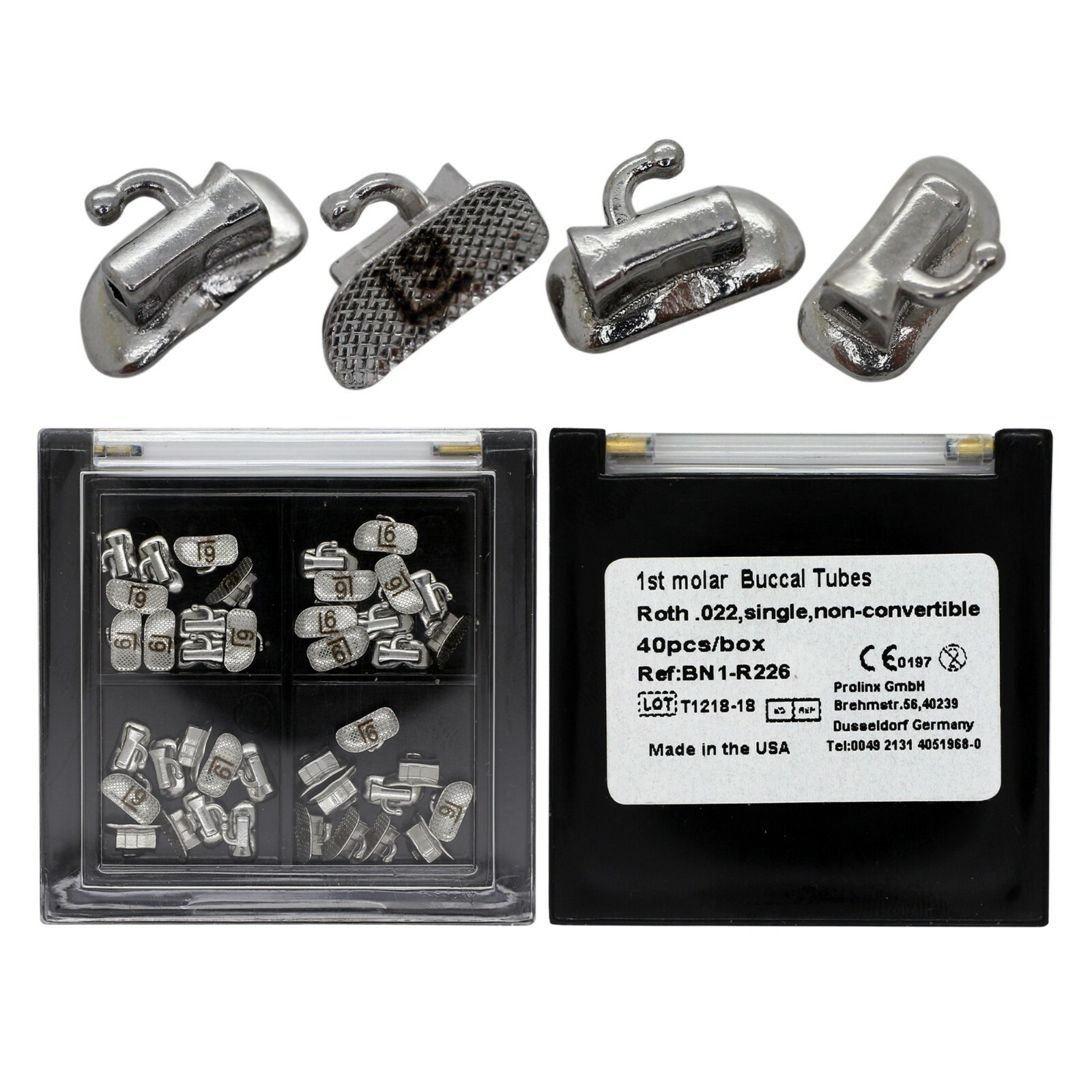 10 Sets Dental Orthodontic Buccal Tube Roth 022 1st Molar Tube Laser Marked Mesh