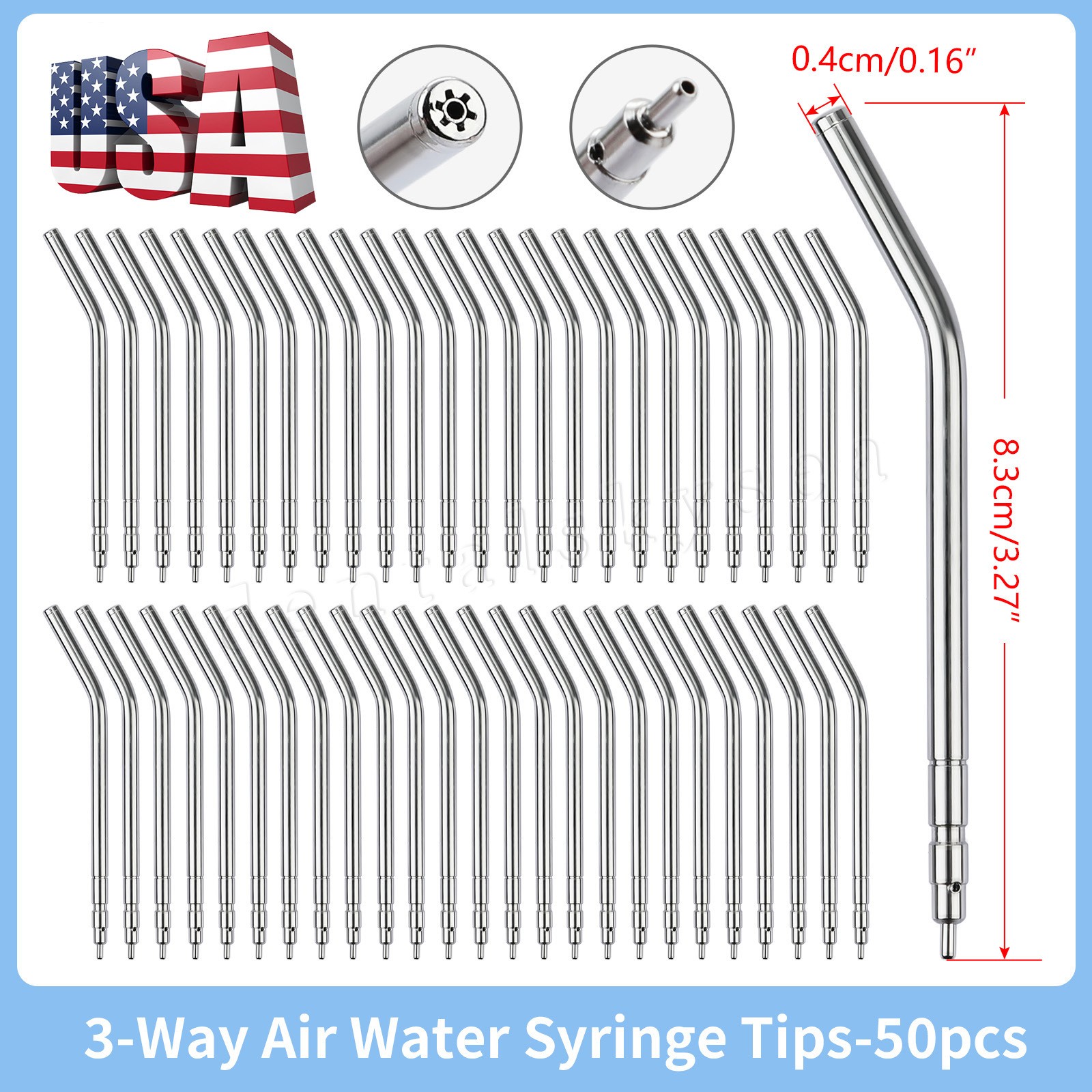 50pcs dental 3 Way Syringe tips Air Water Spray For 3 Way Tube Nozzles Tips