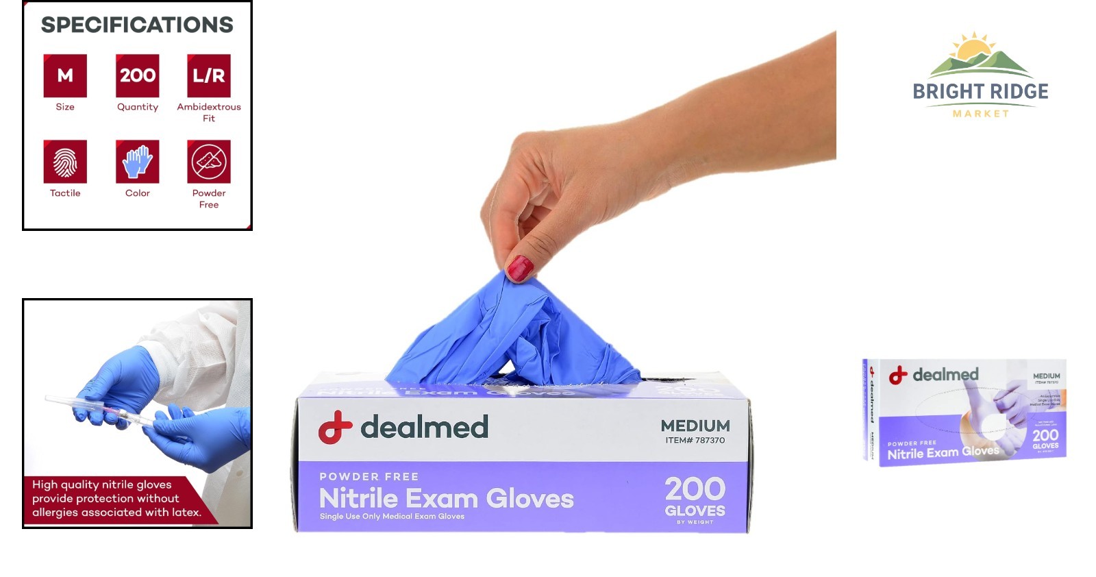Medium Nitrile Exam Gloves, Stretchable, Latex-Free, 200 Count for Medical Use