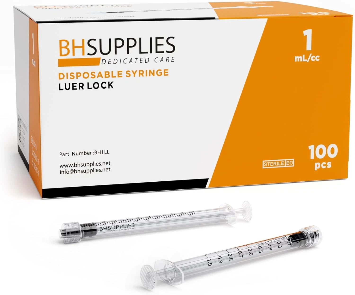 1Ml Luer Lock Tip Syringes (No Needle) – Sterile, Individually Wrapped – 100