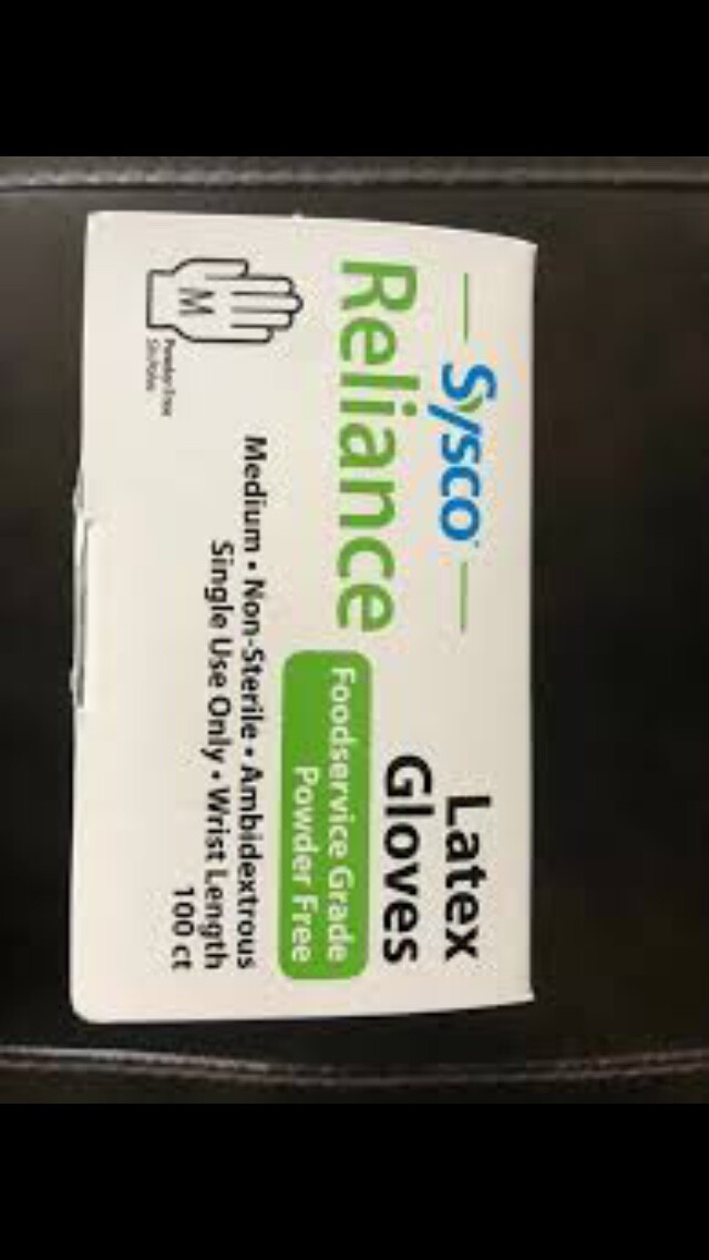 Latex/ Vinyl Gloves 100 Count Disposable by Sysco Reliance Size- medium 