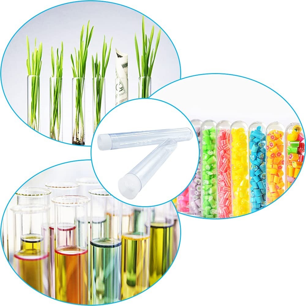 50Pcs Clear Plastic Test Tubes with Rack,16 X 100Mm Tube with Caps and 50 Holes