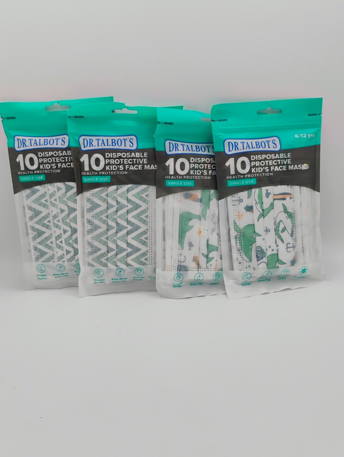 Dr. Talbot’s Disposable Protective Face Masks Unisex Kids 6-12 4-10 Packs (40)