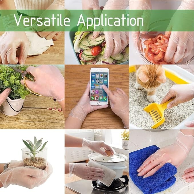 Dr.GreenPanda GPVF-02 MEDIUM 100pcs CLEAR VINYL FOOD SAFETY GLOVES KITCHEN PREP