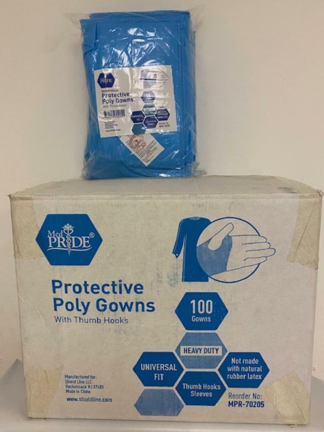 MedPride Polyethylene Isolation Gown Blue-Case/100,Level 3 Heavy Duty. MPR-70205