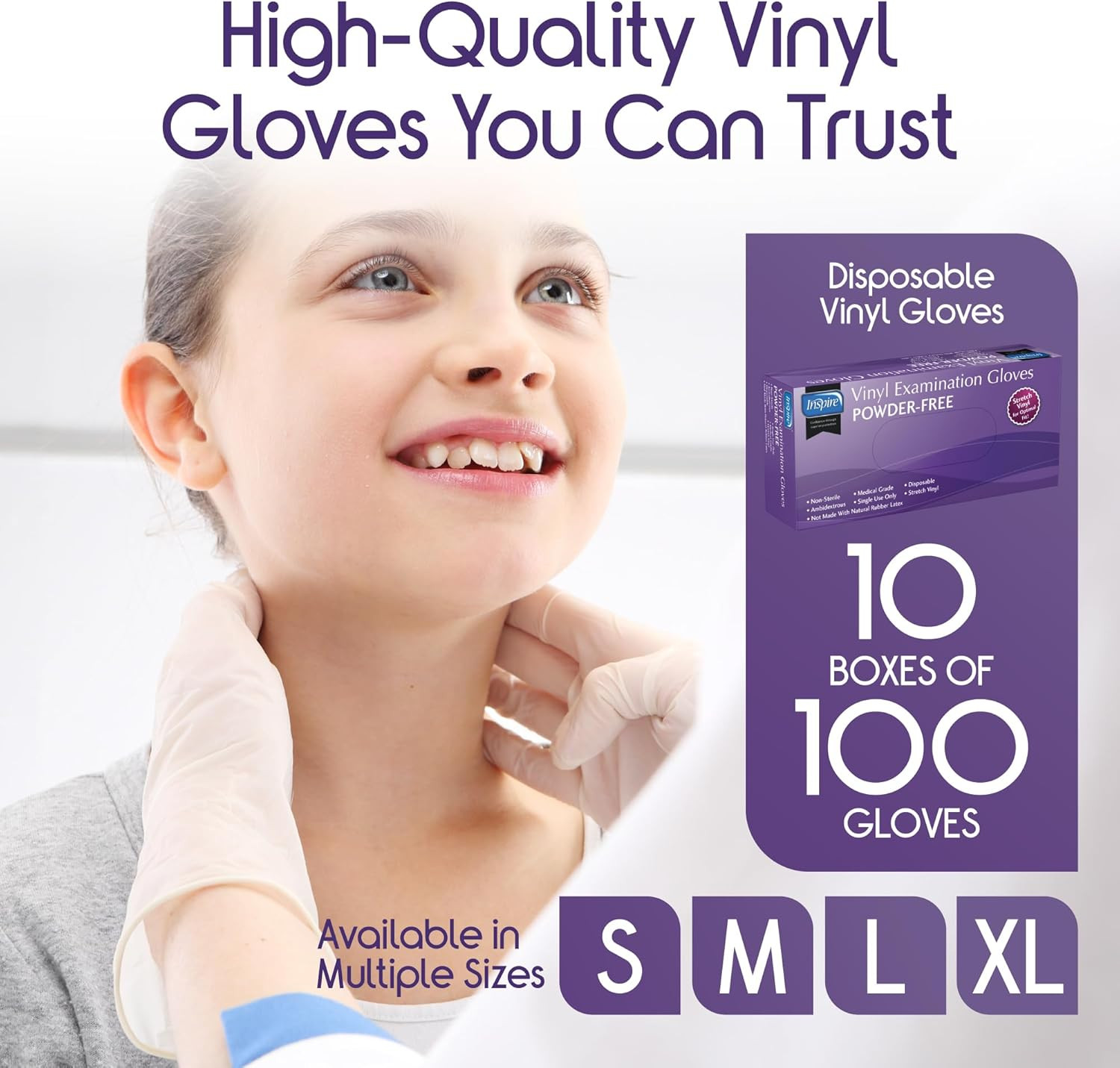 Extra Large Stretch Vinyl Exam Gloves, 1000 Count – Latex Free, Disposable