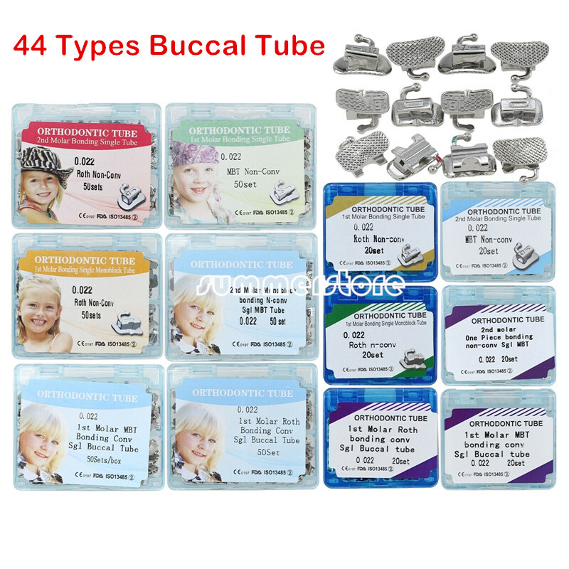 44 Types Dental Orthodontic Buccal Tube 1st/2nd Molar Single Bondable Roth/MBT