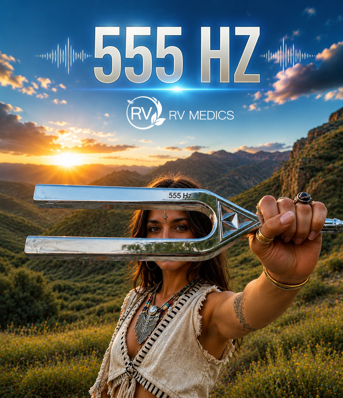 555Hz Tuning Fork Sound Healing Tool – Transformation, Positive Change & Energy