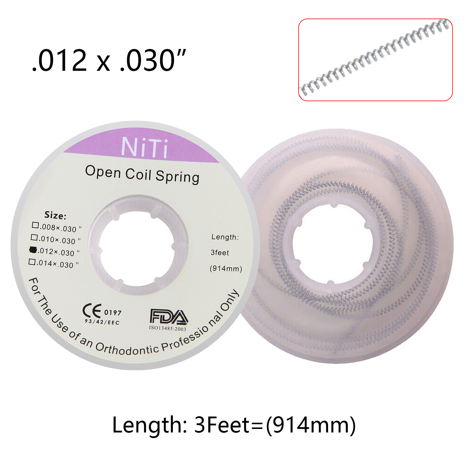 1 Roll Dental Ortho Niti Open Coil Spring 3 Feet Dia.012 *030 » inch 914 mm