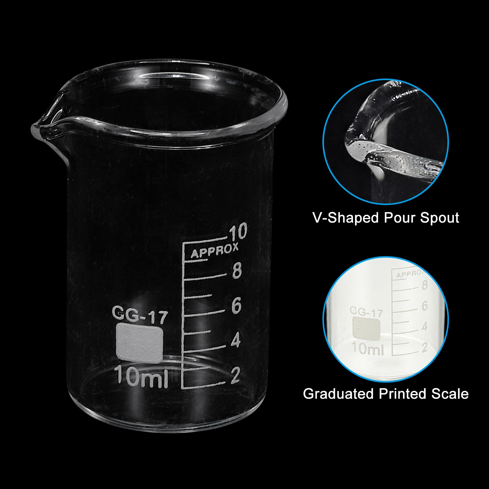 25ml Glass Beaker, 4 Pack Measuring Glass Beaker Graduated Borosilicate Cups