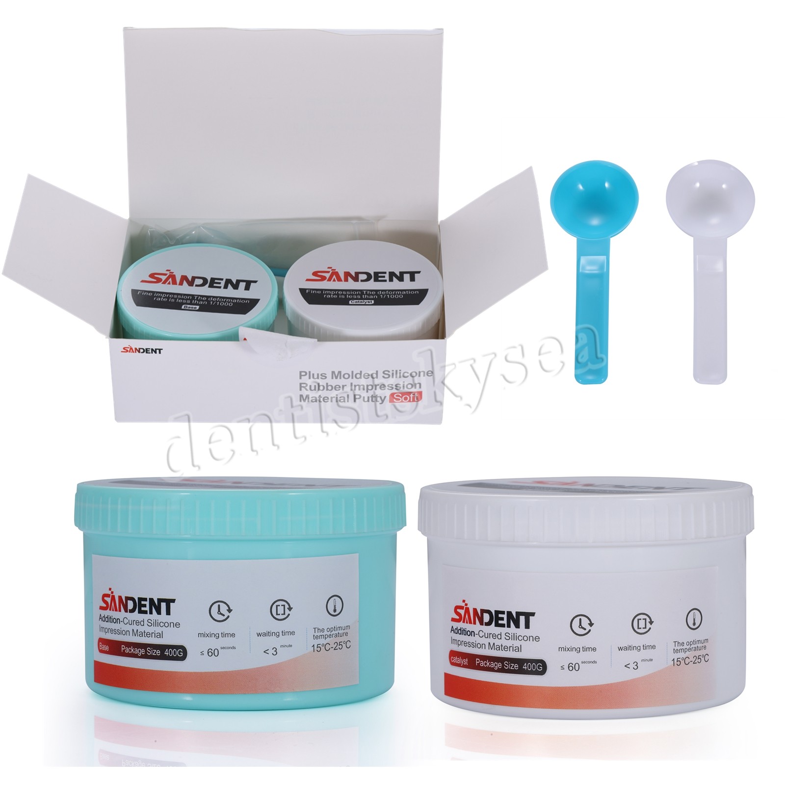 Dental SANDENT Putty PVS VPS Impression Material Base Fast Set 2x 400g USA