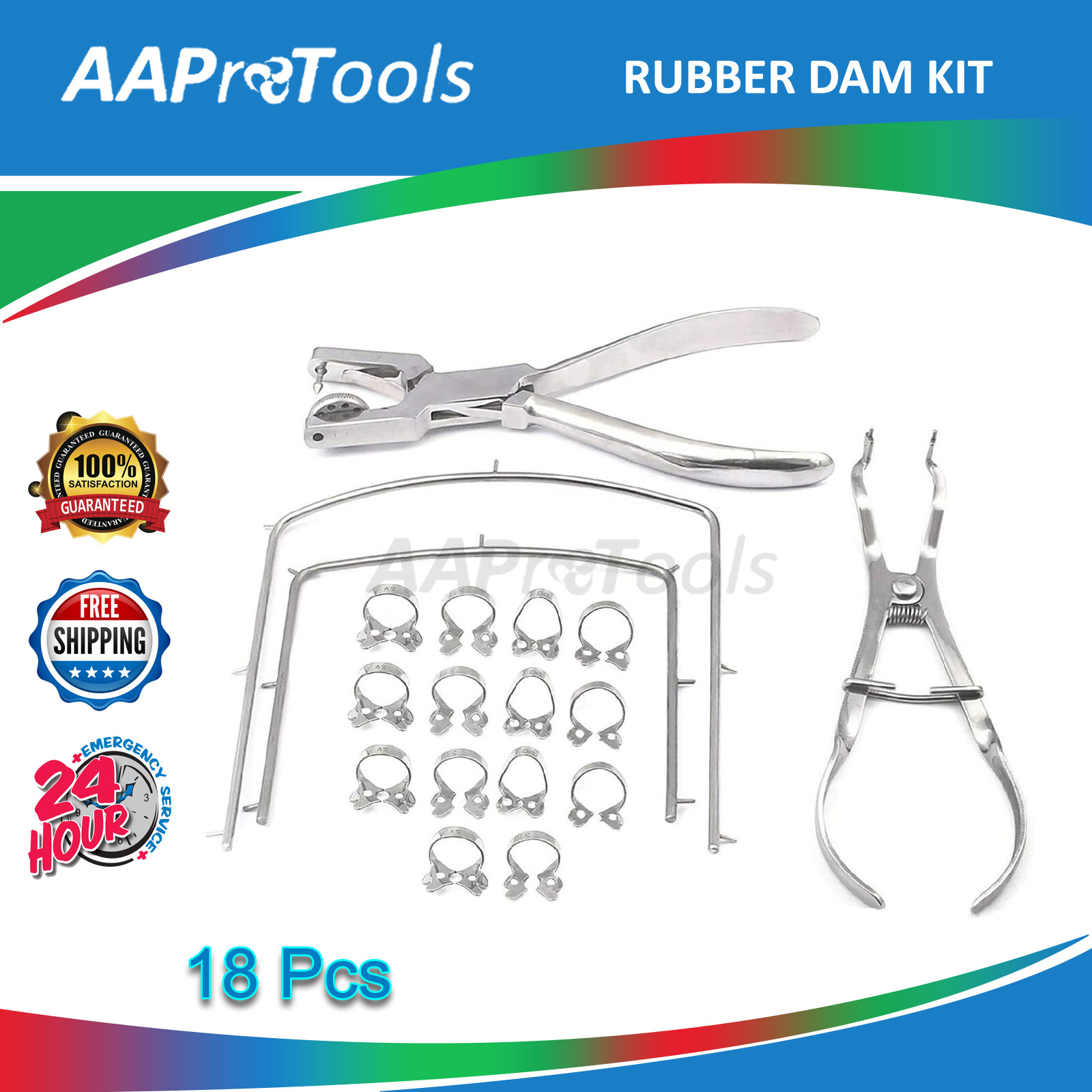 NEW ENDODONTIC CLAMPS KIT STARTER of 18 pcs with Frame Punch Clamps Dental Instr