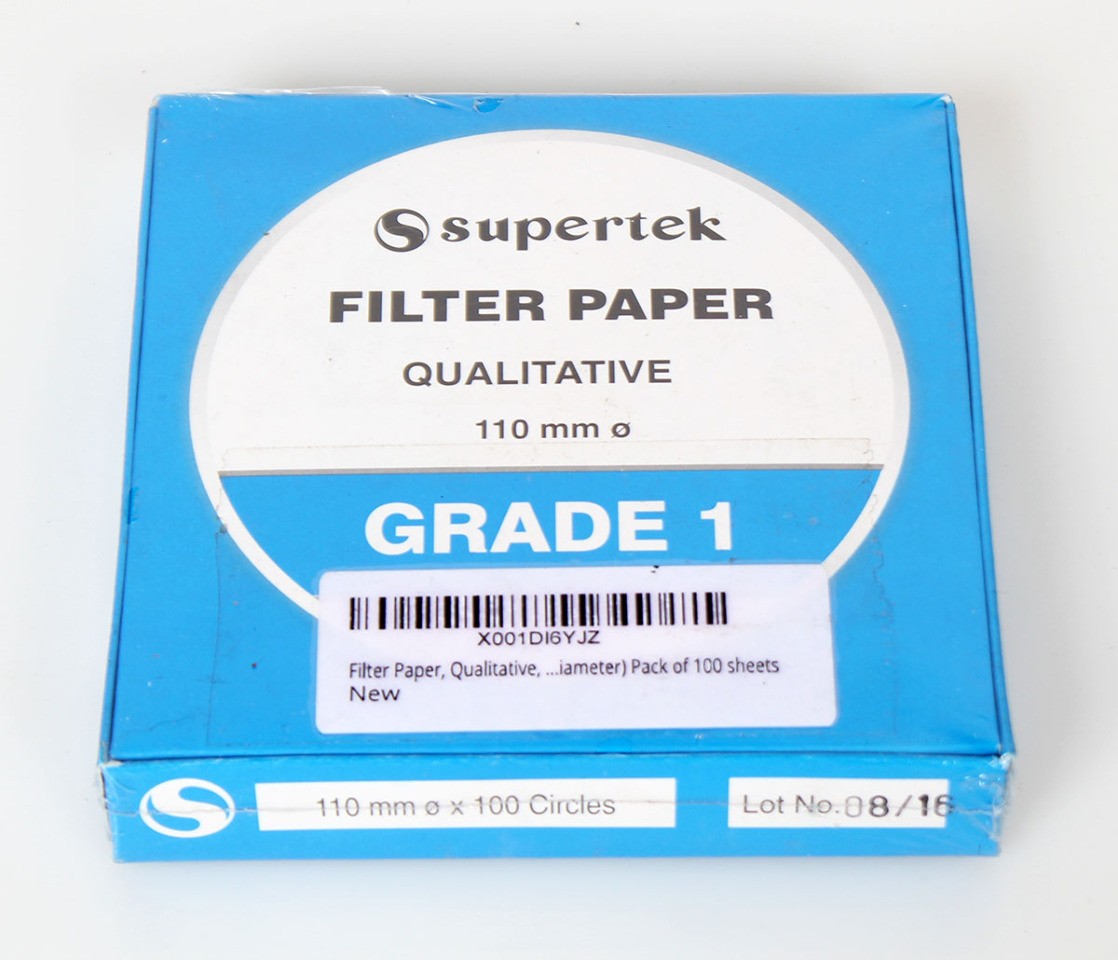 Supertek Grade 1 Qualitative Filter Paper, 110 mm Diameter – New 100 Pk