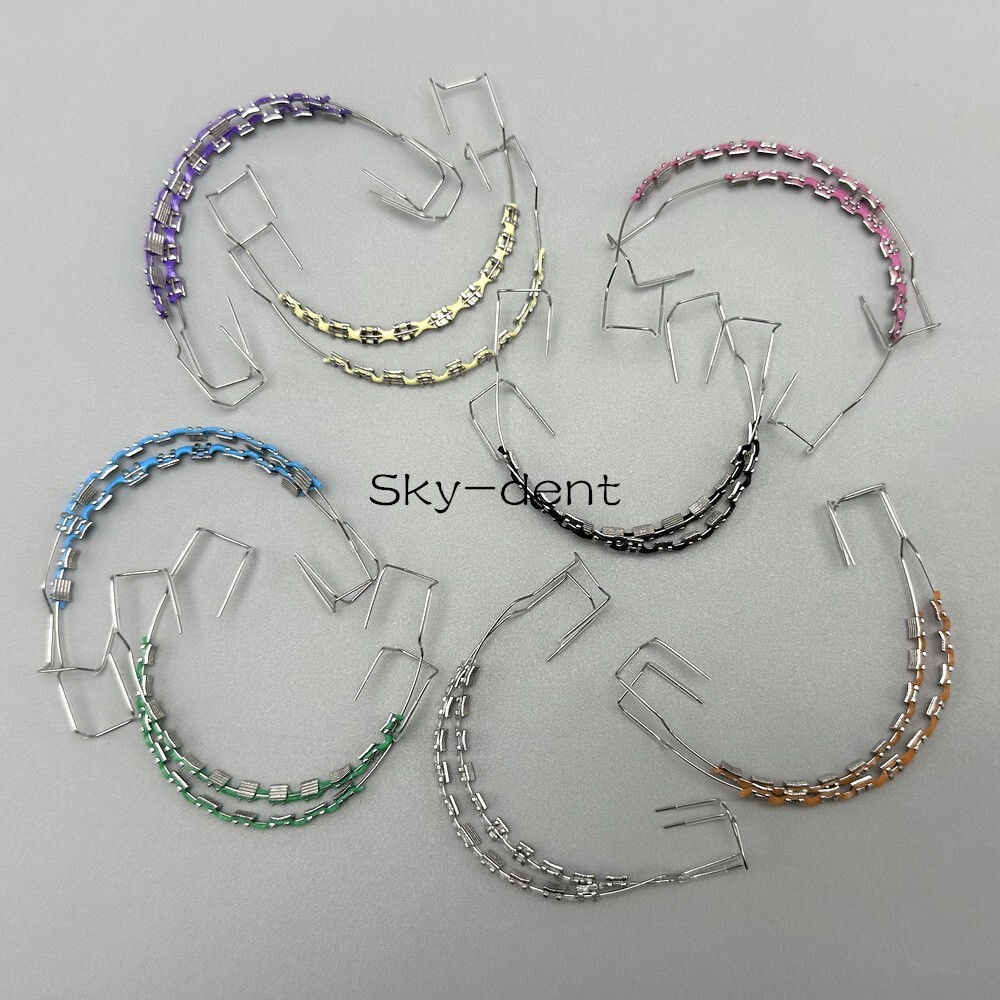 2Pcs/Pack Temporary Tooth Decoration with Metal Bracket Orthodontic Power Chains