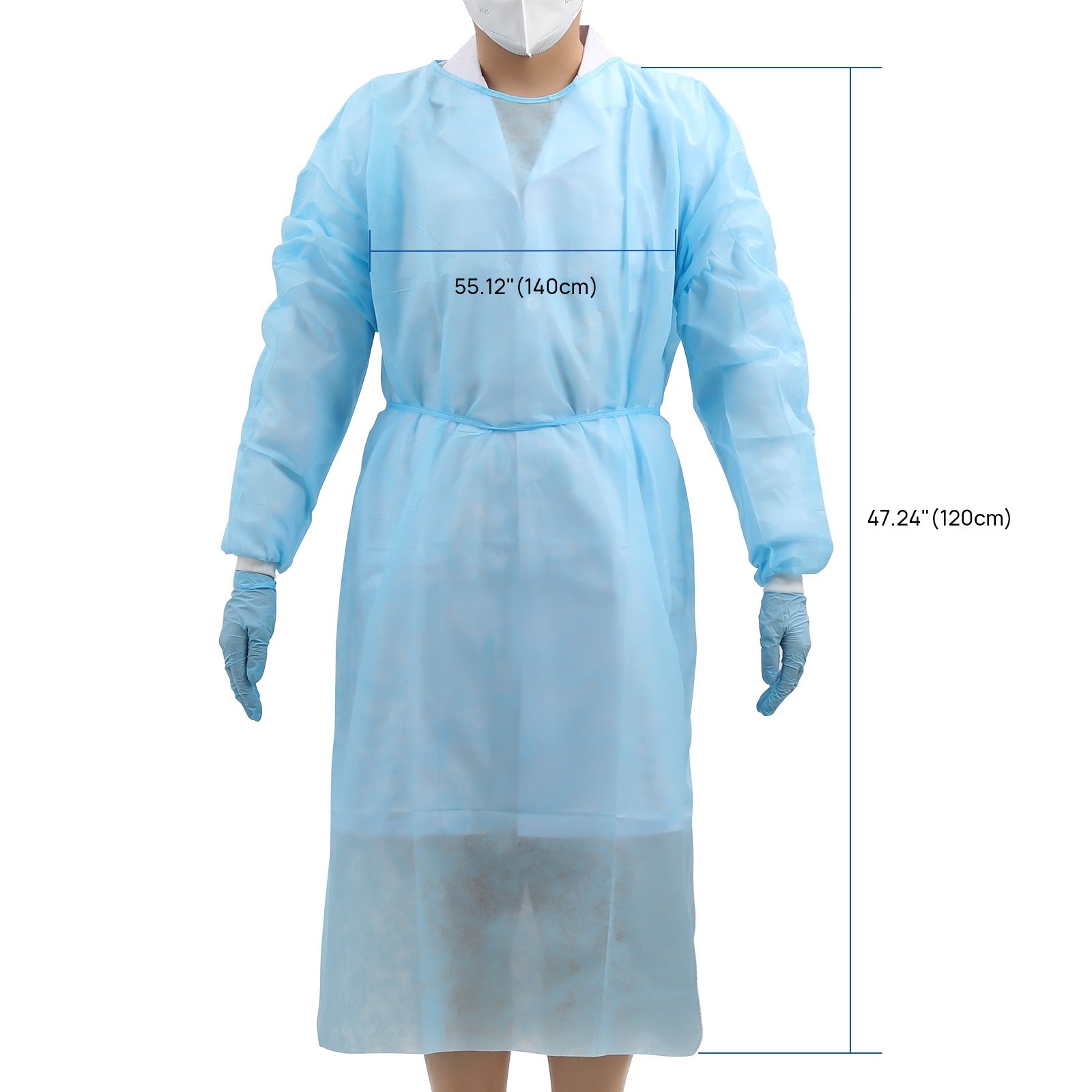 100Pcs/Case Dental Disposable PP Isolation Gowns Knitted Cuff Long Sleeve