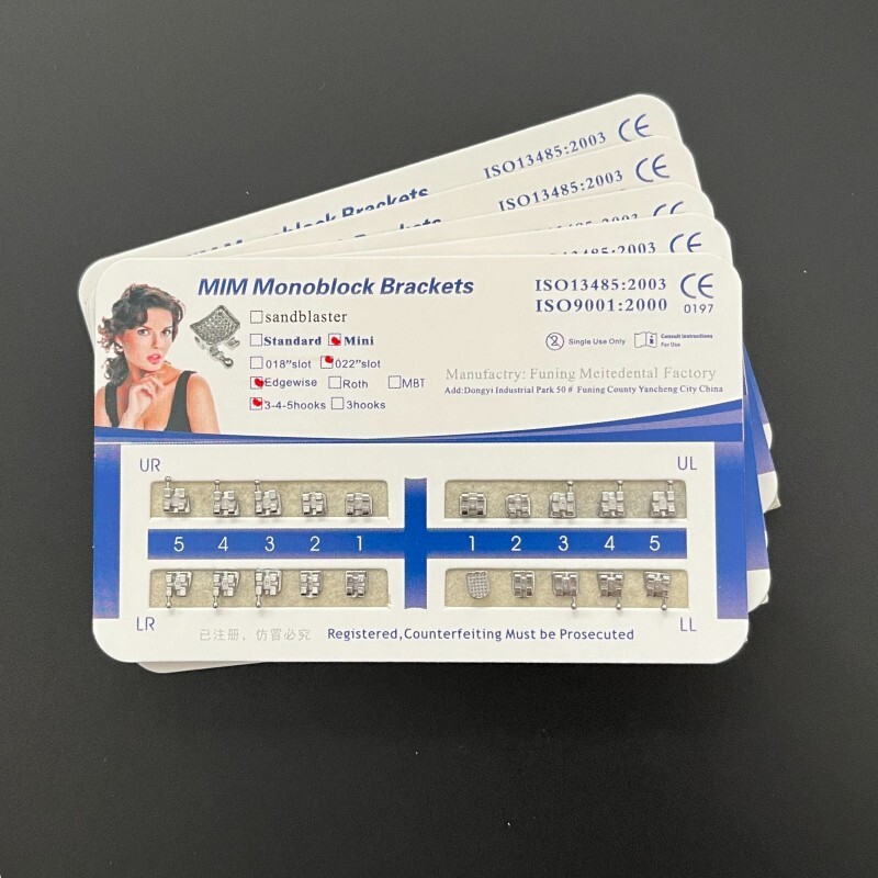 10Set Dental Orthodontics MIM Monoblock Brackets Mini Edgewise 022 345/3/no hook