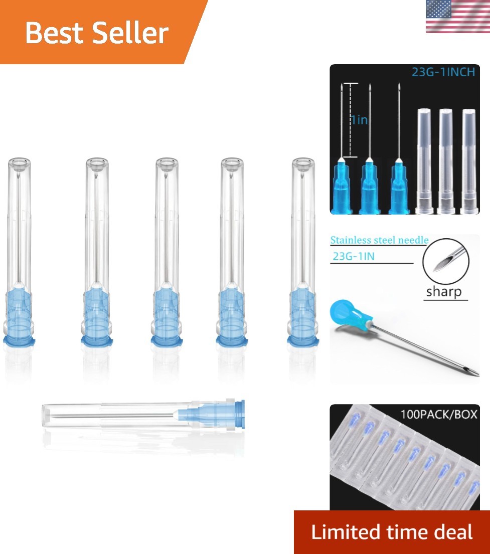 Professional Quality 100 Pack 23 Gauge 1 Inch Lab Needles – Individually Packed