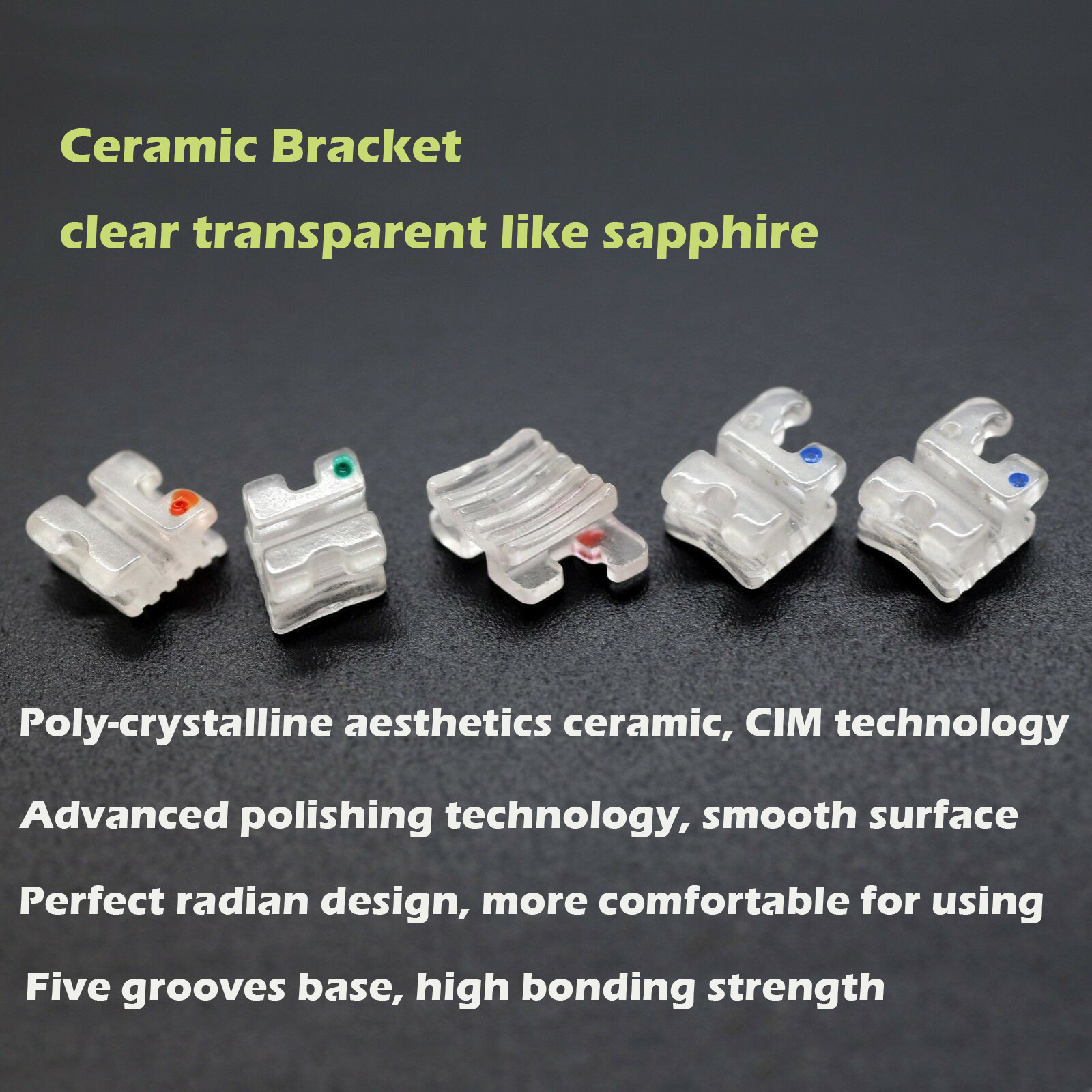 10 sets Orthodontic Ceramic Bracket Sapphire Clear Braces Aesthetic MBT 022 345