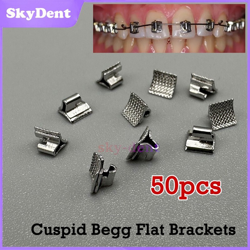 50/PK, Cuspid Begg Curved Brackets Dental Ortho Molar Band Archwire Buccal Tubes